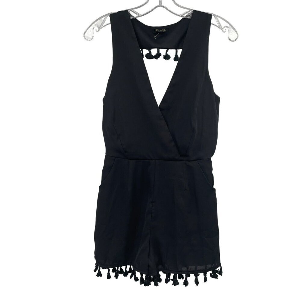 Dee Elly Womens Romper Sleeveless V-Neck Black Size Small